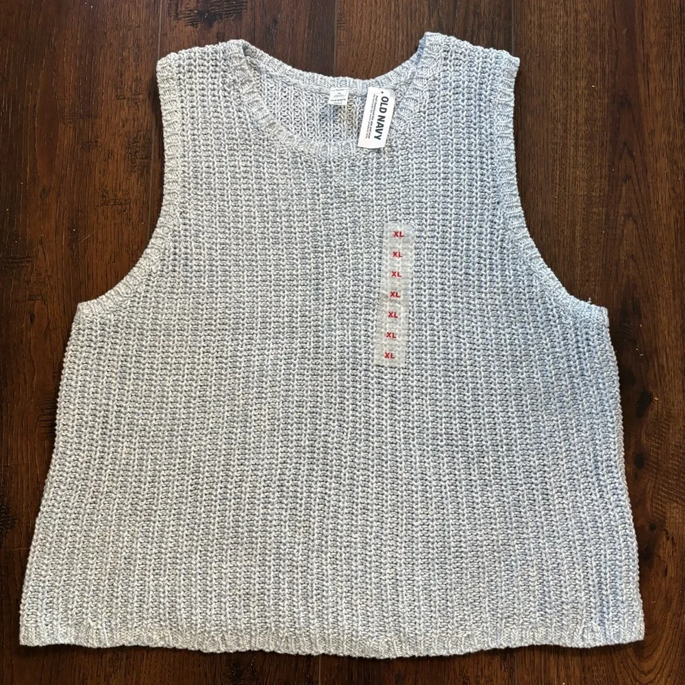 *NEW! Old Navy Light Blue Knitted Top Clean Girl Minimalist Classic 100% Cotton - Picture 3 of 7